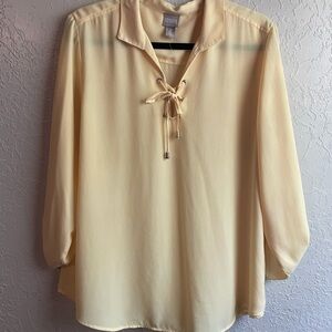 Chico's Light Yellow Blouse with Tie-Front